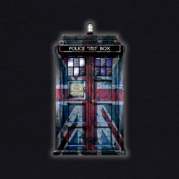 Blue Phone Booth with rustic british flag paint by Dezigner007